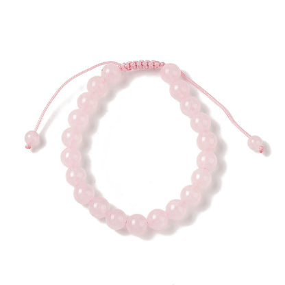 Baby Pink Rose Quartz Shambala Bracelet With 8mm Round Beads And Adjustable Drawstring