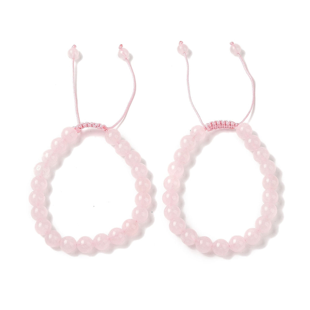 Baby Pink Rose Quartz Shambala Bracelet With 8mm Round Beads And Adjustable Drawstring