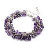 Deep Purple Amethyst, Czech Crystal & Platinum Lobster Clasp Bracelet With Chip Beads And Extender Chain