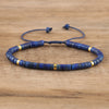 Deep Blue Lapis Lazuli Shambala Bracelet With Heishi Beads And Adjustable Drawstring